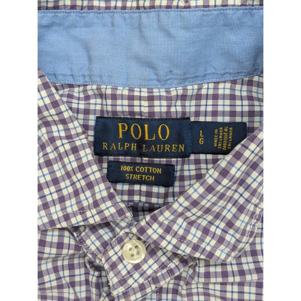 Polo Ralph Lauren Stretch Button Down Shirt Plaid Checkered Long‎ Sleeve L